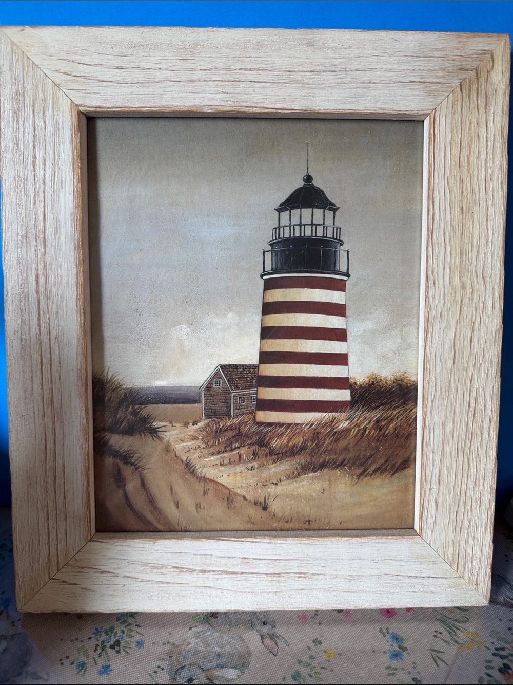 Framed David Carter Brown "By The Sea" Red/White Lighthouse Dessert